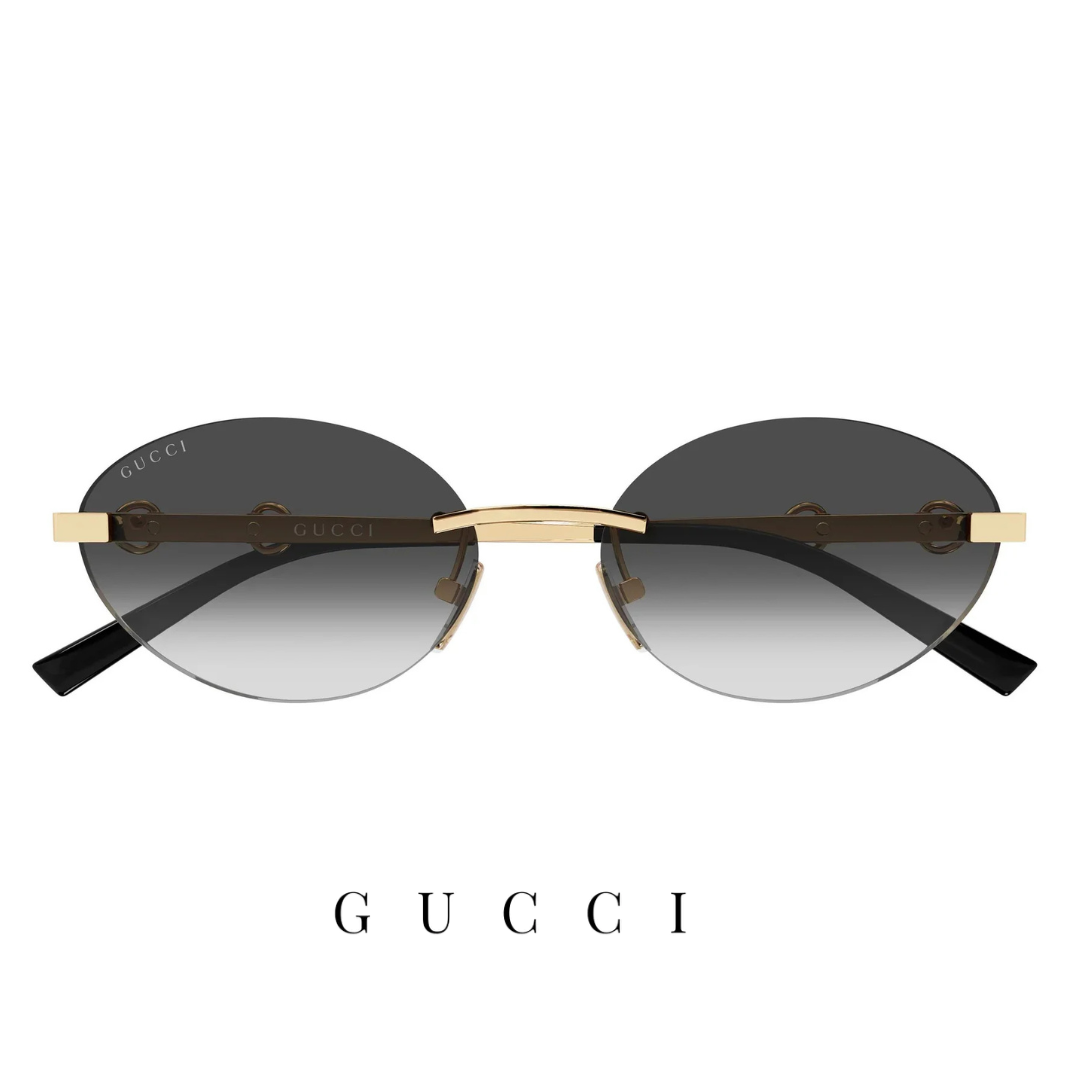 Gucci - Shiny Gold / Black - Frameless / Oval