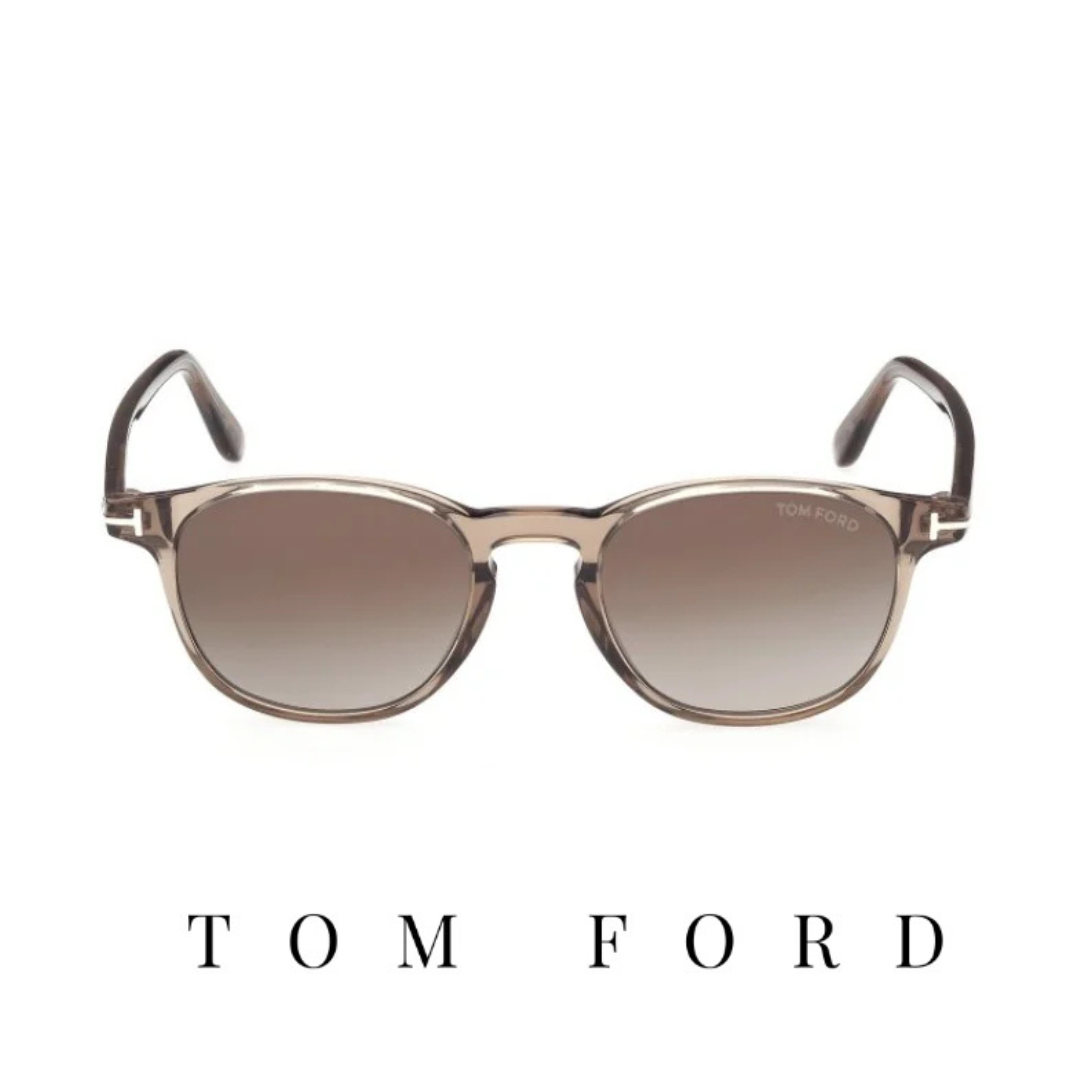 Tom Ford - "Holt-02" - Round -  Shiny Light Brown