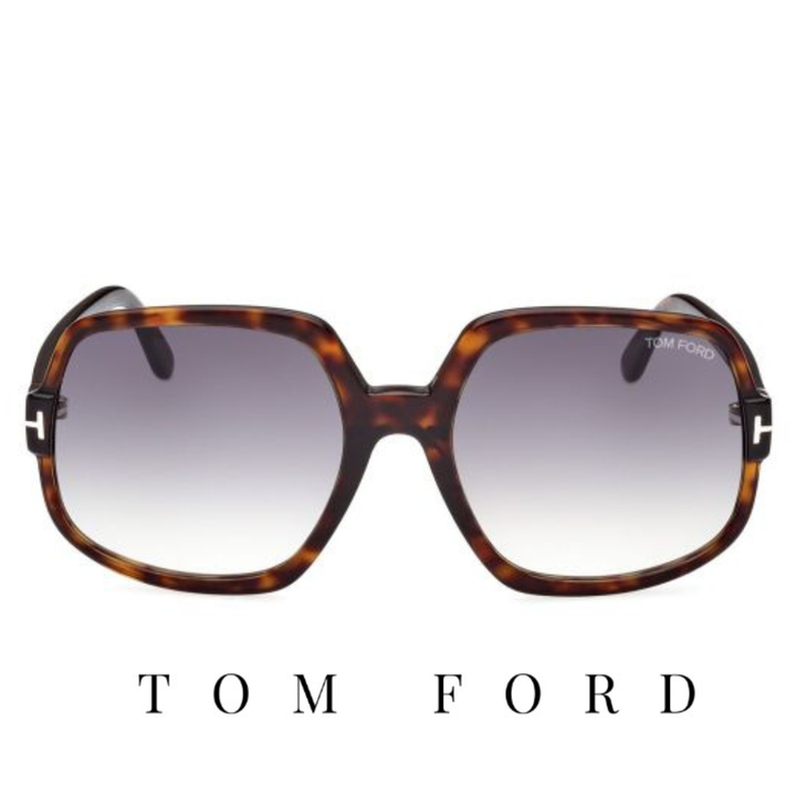 Tom Ford - Delphine - Oversize  / Square - Glossy /  Dark / Havana