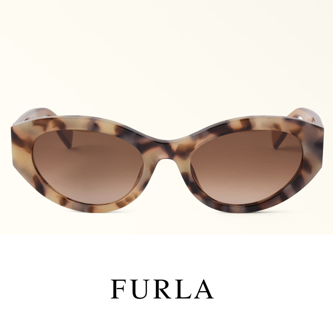 Furla - Cat Eye - Oval - Shiny Opal Brown / White Havana / Light Havana