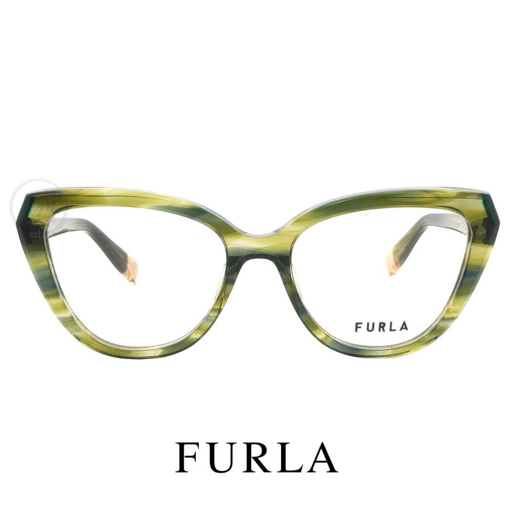 Furla  Eyewear- Cat Eye / Butterfly -Striped Green Tortoise