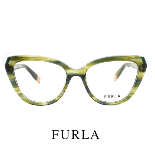 Furla  Eyewear- Cat Eye / Butterfly -Striped Green Tortoise