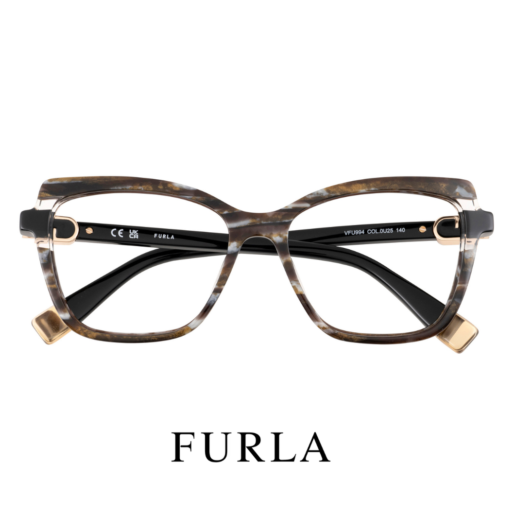 Furla  Eyewear- Square / Cat Eye - Pearl White Brown Havana