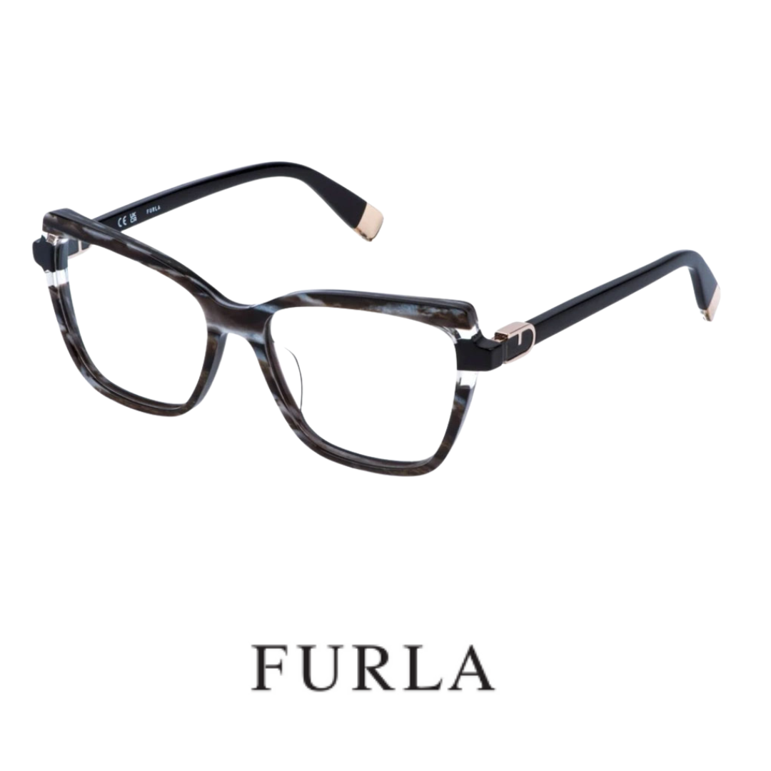 Furla  Eyewear- Square / Cat Eye - Pearl White Brown Havana