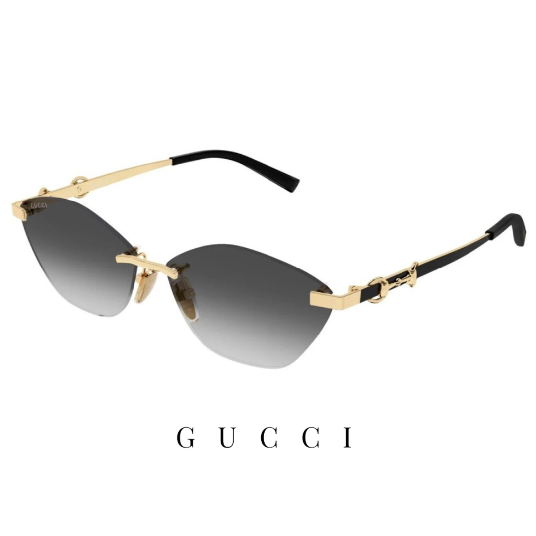Gucci - Gold and Black - Cat Eye / Rimless