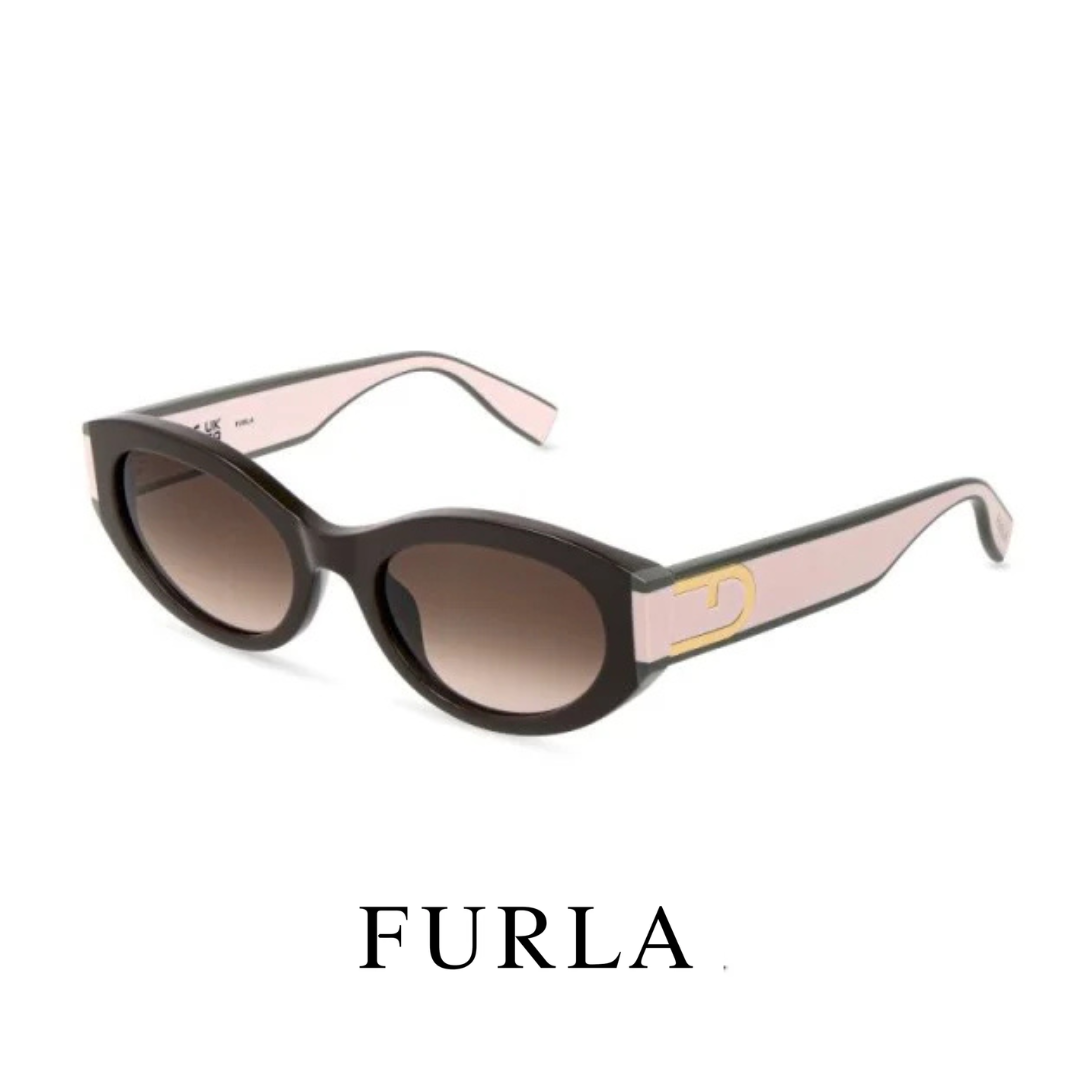 Furla - Cat Eye - Oval - Shiny / Dark / Brown /Pink Temples