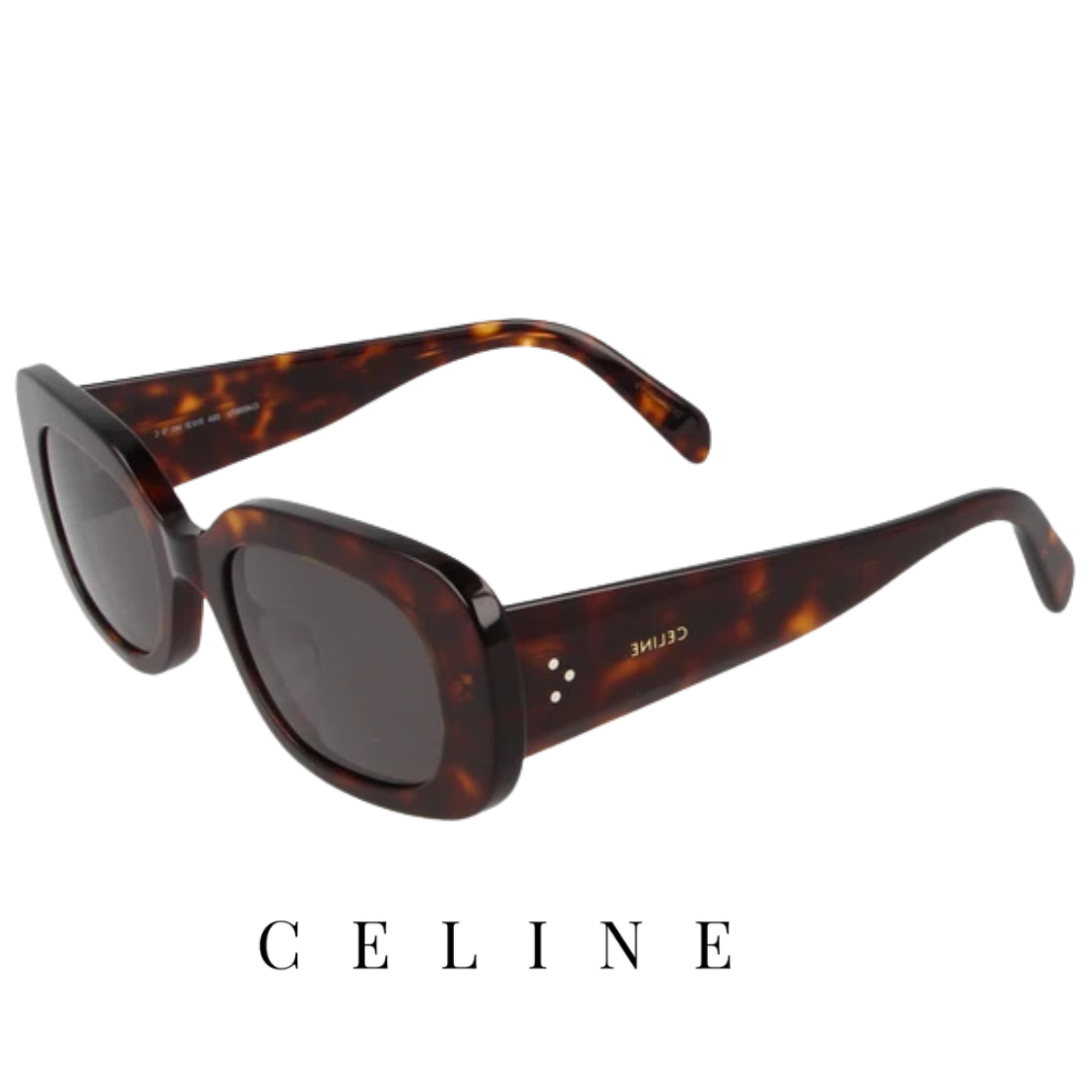 Celine - Rectangular / Square - Shiny / Dark / Havana