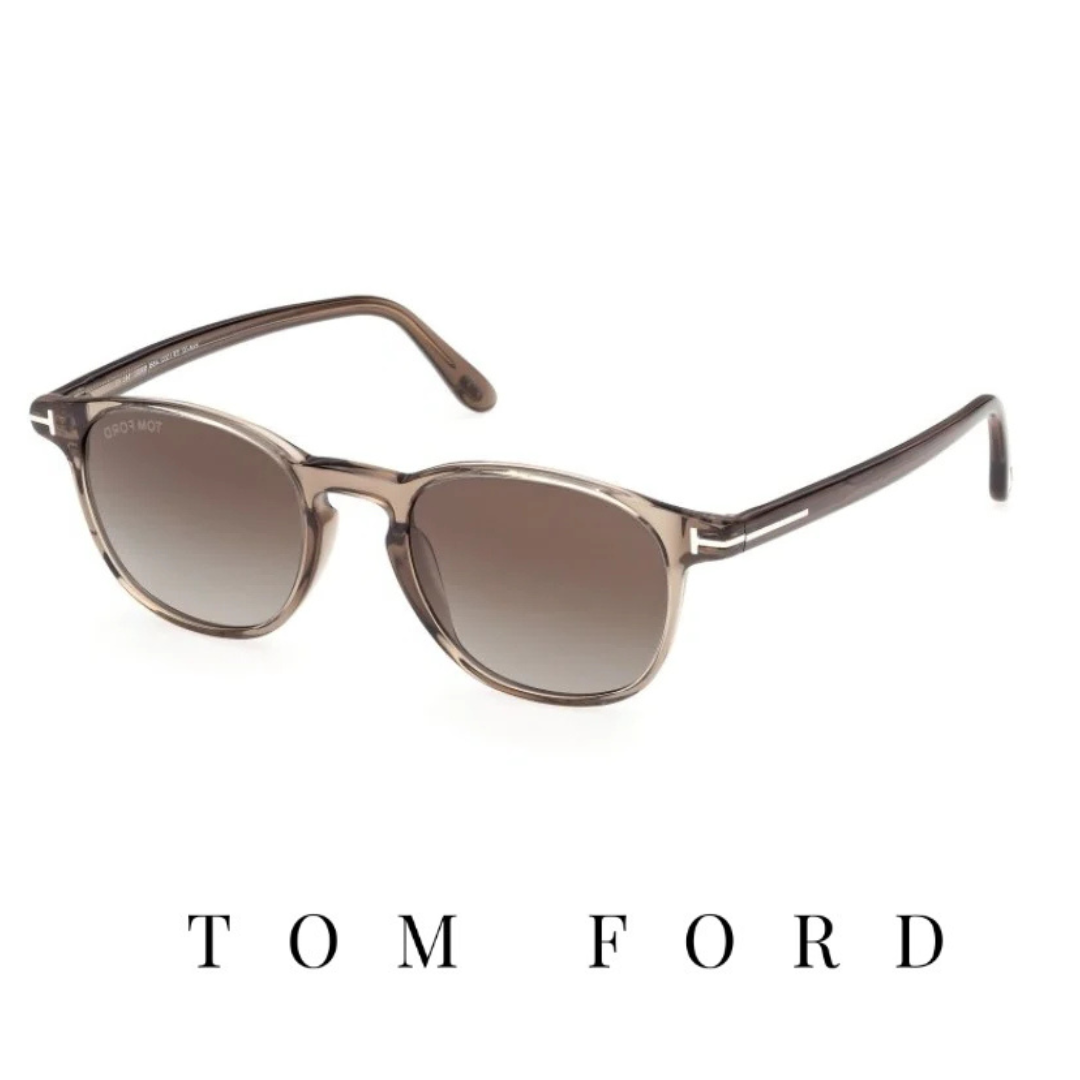 Tom Ford - "Holt-02" - Round -  Shiny Light Brown