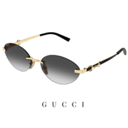Gucci - Shiny Gold / Black - Frameless / Oval