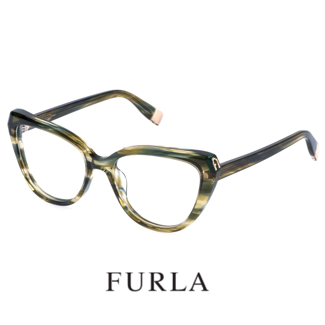 Furla  Eyewear- Cat Eye / Butterfly -Striped Green Tortoise