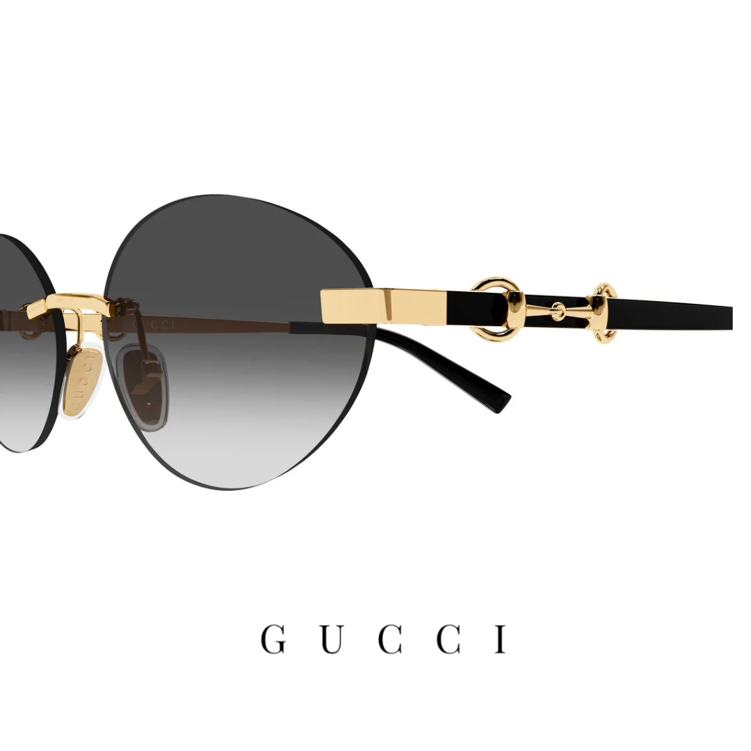 Gucci - Shiny Gold / Black - Frameless / Oval