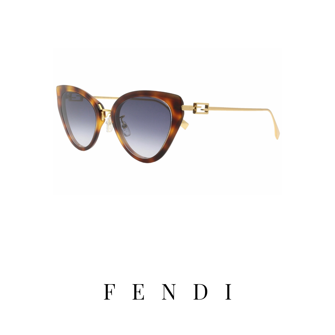 Fendi - 'Baguette' - Cat-Eye - Havana/Gold