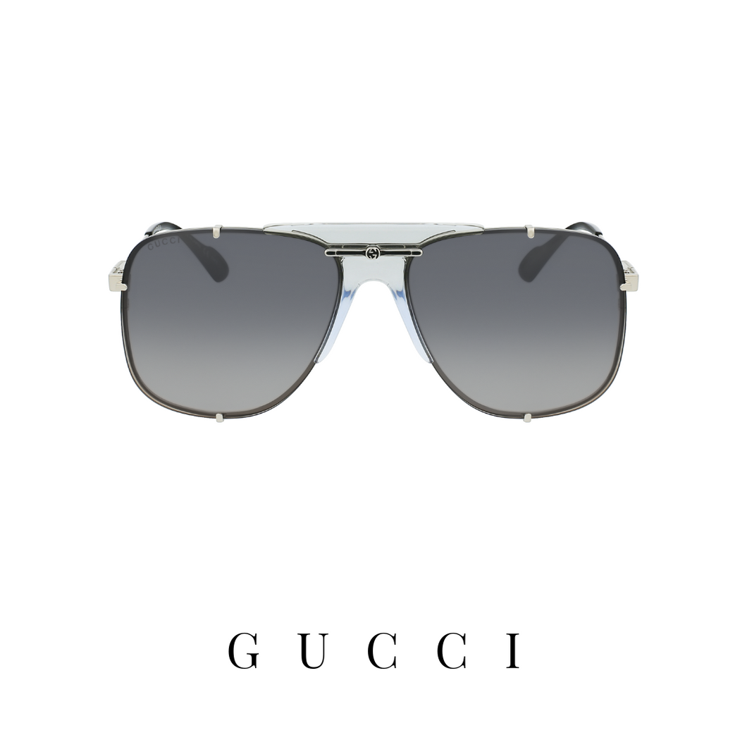 Gucci - Oversized - Square - Silver/Transparent Grey