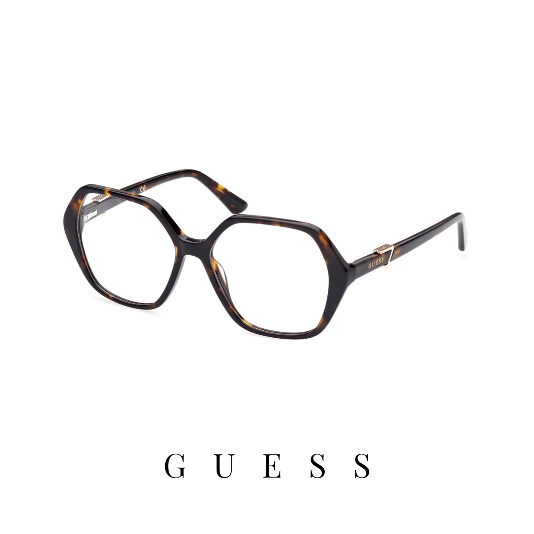 Guess Eyewear - Oversized - Hexagonal - Dark Havana
