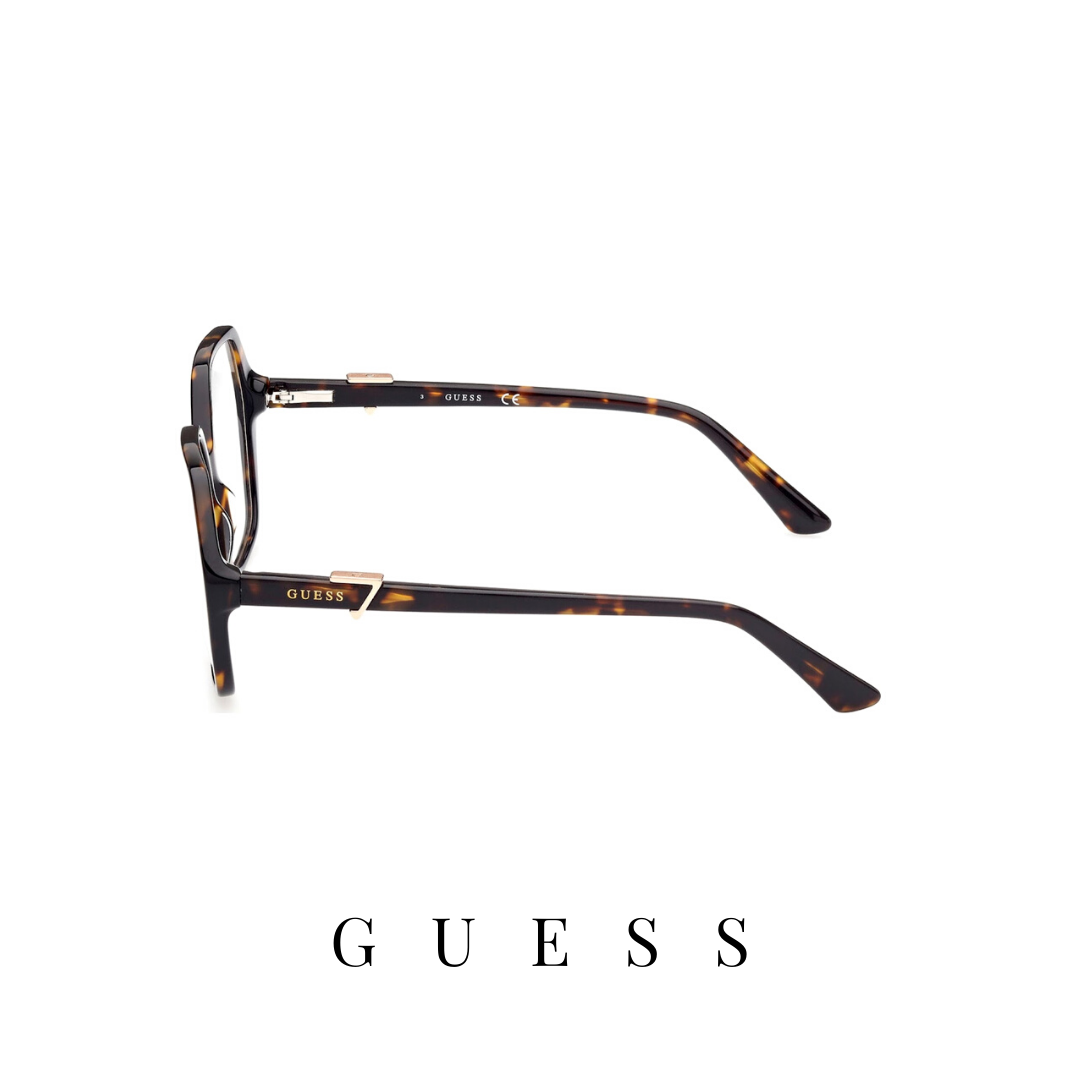 Guess Eyewear - Oversized - Hexagonal - Dark Havana
