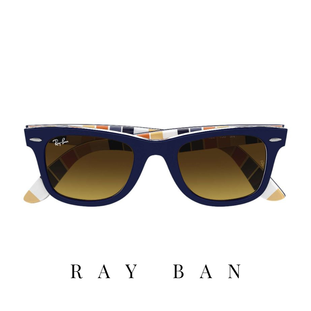 Ray Ban - 'Wayfarer' - Dark Blue/Striped Orange&Blue