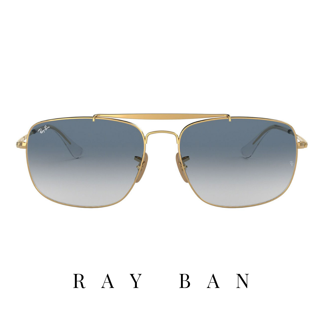 Ray Ban - 'The Colonel' - Rectangle - Gold&Blue Gradient