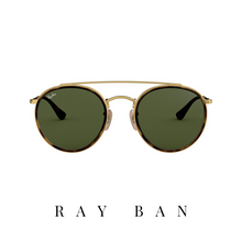 Ray Ban - 'Round Double Bridge' - Unisex - Gold/Havana&Green