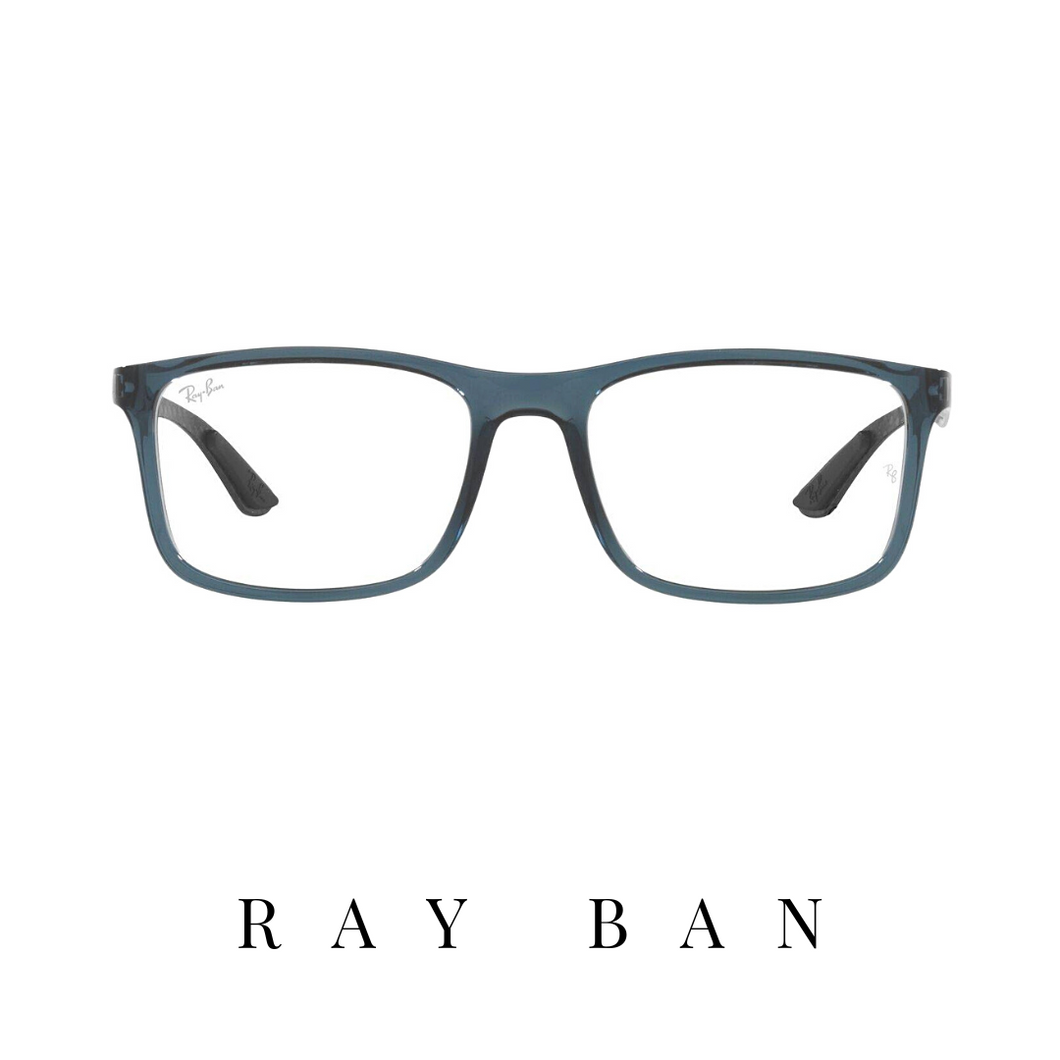 Ray Ban Eyewear - Rectangle - Transparent Blue/Dark Grey Mat